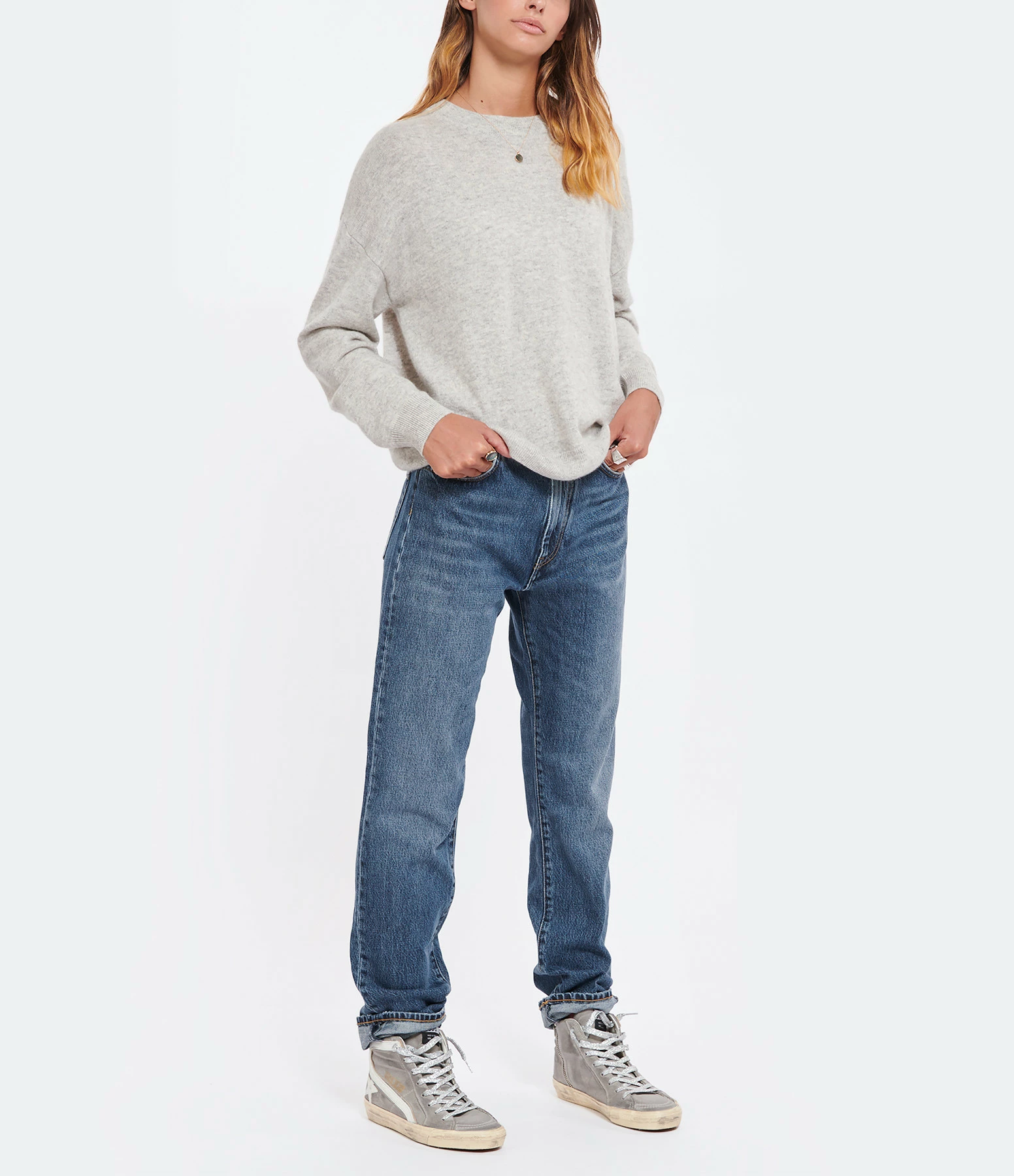 LOULOU STUDIO Jean Wular Droit Coton Bleu Délavé 3 LOULOU STUDIO Jean Wular Droit Coton Bleu Délavé - Image 3