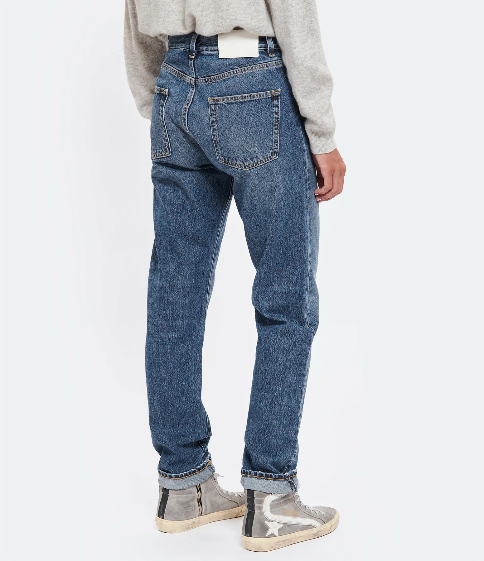 LOULOU STUDIO Jean Wular Droit Coton Bleu Délavé 5 LOULOU STUDIO Jean Wular Droit Coton Bleu Délavé - Image 5