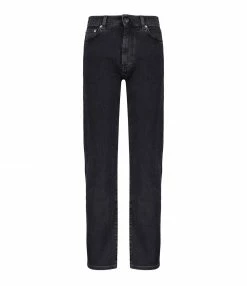 LOULOU STUDIO Jean Wular Droit Coton Noir Délavé