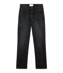 AMI PARIS Jean Droit Denim Noir Délavé