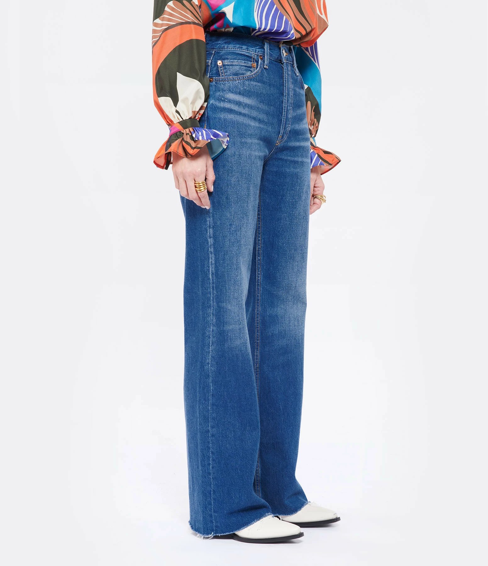 RE/DONE Jean 70s Ultra High Rise Wide Leg Broken Blue 4 RE/DONE Jean 70s Ultra High Rise Wide Leg Broken Blue - Image 4