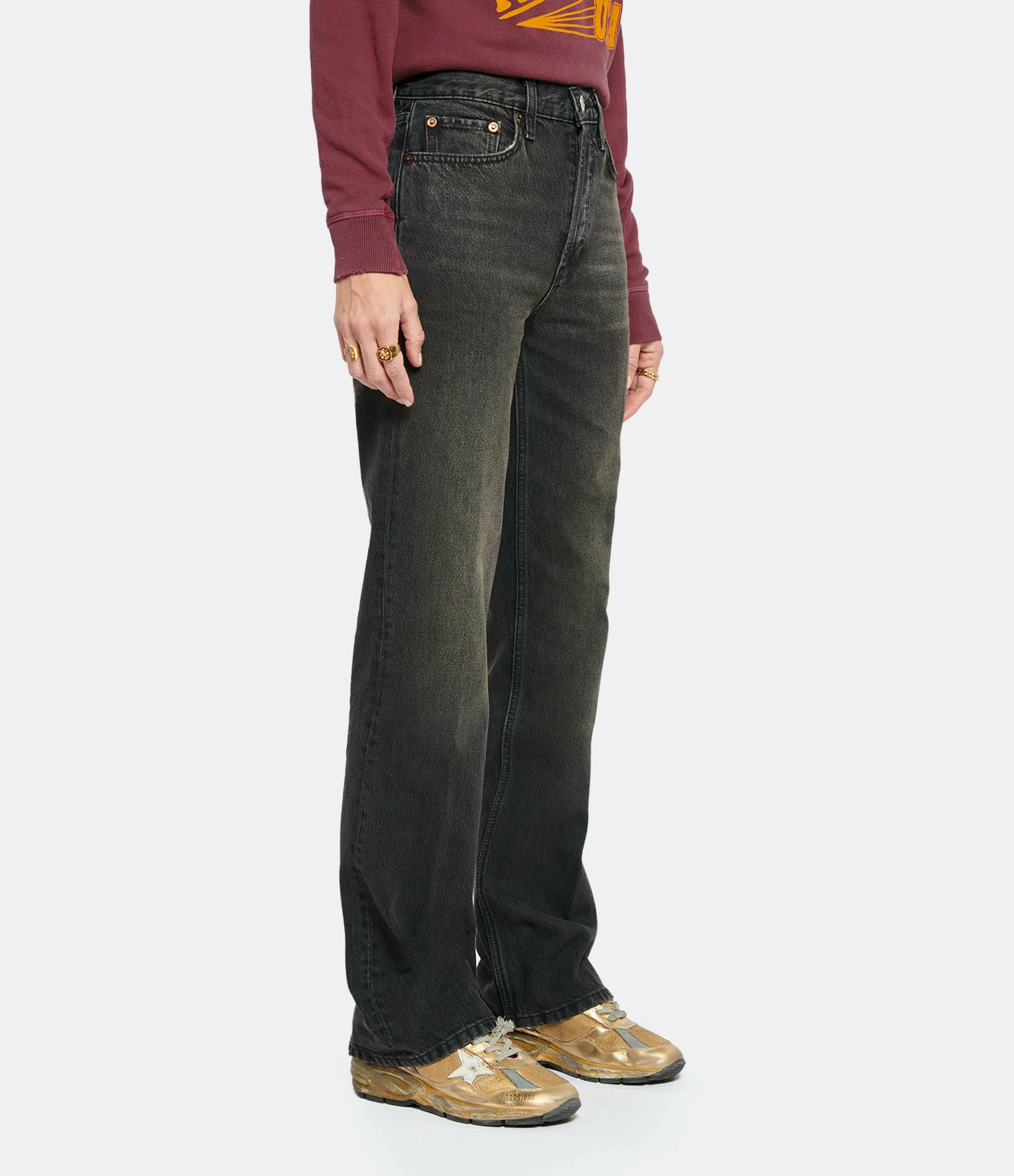 RE/DONE Jean 70s Bootcut Denim Broken In Black 4 RE/DONE Jean 70s Bootcut Denim Broken In Black - Image 4